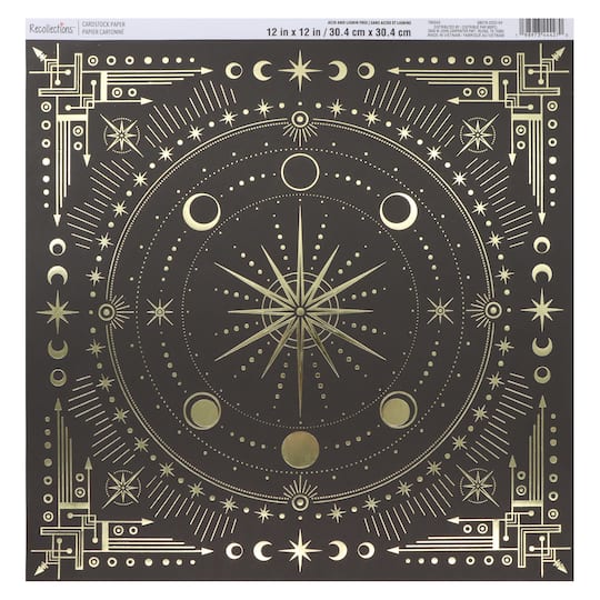 12" x 12" Black & Gold Celestial Sigle Sided Lightweight Paper by Recollections™